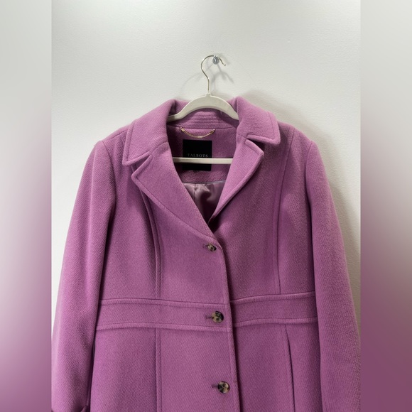 Talbots Lavender Single Breasted Wool Viscose Blend Winter Coat size large - Picture 2 of 13